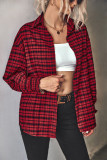 Smocked Cuff Plaid Open Button Long Sleeves Shirts