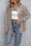 Plaid in Plaid Oversized Open Buttoned Pockets Blouse Shirts