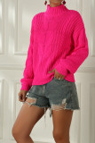 Neon Color High Collar Cable Knit Sweaters