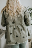 Stars Print Raw Hem Ripped Denim Jacket with Pockets Shacket UNISHE Wholesale