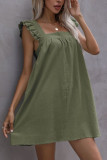 Solid Square Collar Loose Mini Dress Unishe Wholesale