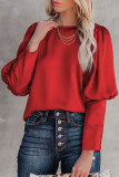 Red Satin Cuffed Sleeve Shirt
