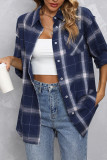 Plaid Pockets Open Button Long Sleeves Shirts