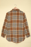 Oversize Rounded Hem Plaid Shirt with Slits