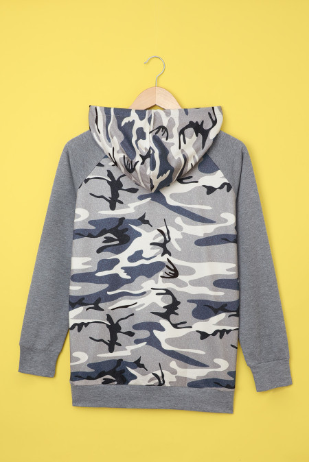 Dark Gray Camouflage Pocket Hoodie
