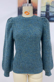 Plain Puffy Sleeves Pullover Sweaters