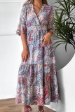 Paisley Floral Print Flare Sleeves Maxi Dress Unishe Wholesale
