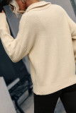 Plain Stand Collar Open Zipper Knit Cardigans