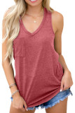 V Neck Racerback Tank Top with Pocket