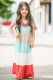 Family Matching Short Sleeve Color Block Kids' Maxi Dress