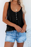 Black Button Loose Tank Top