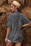 Black Short Sleeve Striped Shirt