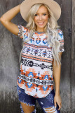 Aztec Print Round Neck Tee