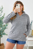 Gray Heathered Turn-down Zip Collar Plus Size Sweatshirt