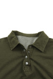 Green Patchwork Button Down Neckline Hoodie