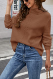 Turtleneck Plain Knitting Pullover Sweater