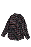 Black Pattern Print Button Down Shirt