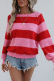 Color Block Striped Loose Pullover Sweaters
