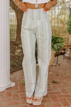 Smocked High Waist Stripe Pants