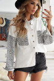 White Contrast Leopard Denim Jacket