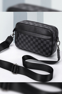 Black Plaid PU Crossbody Bag MOQ 3pcs