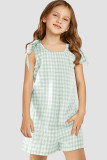 Green Little Girls Gingham Romper