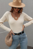 Plain V Neck Knitting Pullover Sweater