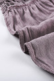 Purple Crochet Lace Button Top