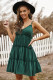Green Spaghetti Straps Ruched Ruffled Mini Dress