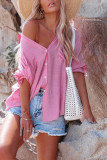 Blank Button Down Pocketed Shacket Shirts With Pocket UNISHE Wholesale
