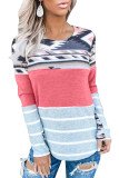 Coral Tribal Colorblock Top