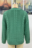 Open Front Button Cable Knit Cardigan