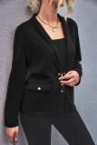 Plain Pocketed Open One Button Blazer Jackets