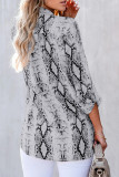 Gray Wild Snake Print Shirt with Pockets
