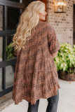 Leopard Print Short Sleeve High Low Plus Size Top