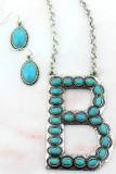 Turquoise Letters Necklace and Earrings Set