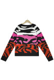Leopard Splicing Colorblock Sweater