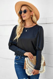 Black Satin Cuffed Sleeve Shirt