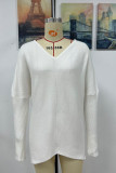 Front Back V Neck Plain Loose Pullover Sweaters