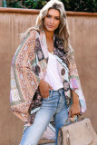 Multicolor Boho Mixed Pattern Open Front Kimono