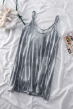 Gray U Neck Gradient Color Printed Sling Sleeveless Swing Mini Dress