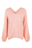 Plain V Neck Knitting Pullover Sweater