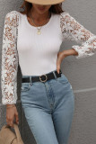 Hollow Out Lace Sleeves Knit Sweaters