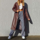 Plain Waist Tie PU Leather Long Coat
