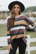 Round Neck Colorful Stripe Tunic Top