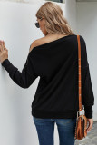 Black Ribbed Zip Knit Top