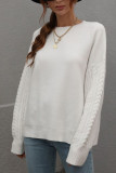 Cable Knit Sleeves Plain Pullover Sweaters