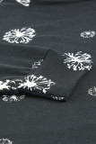 Black Dandelion Print Round Neck Sweatshirt