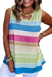 Multicolor Striped Colorblock Cut-out Tank Top