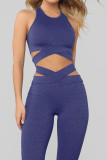 Sky Blue Crisscross Sports Bra and Leggings Set